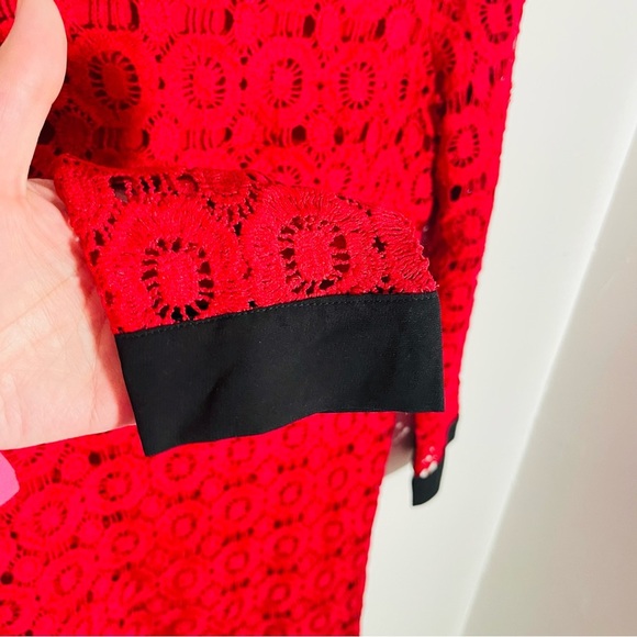 JessaKae Peter Pan Floral Crochet Dress Red Black Retro Modest Whimsigoth - Picture 6 of 10